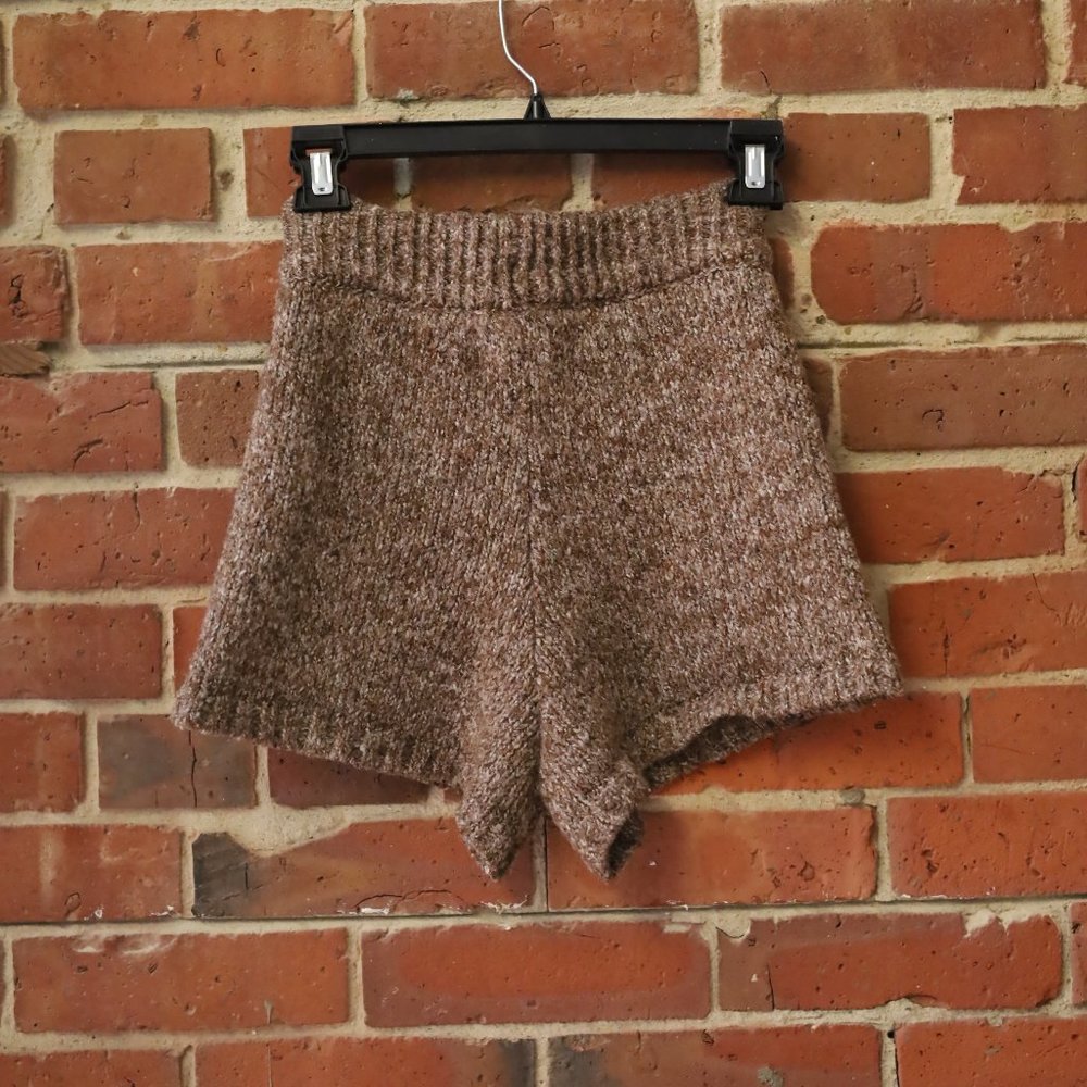 Zara Brown Tweed Knit Shorts
